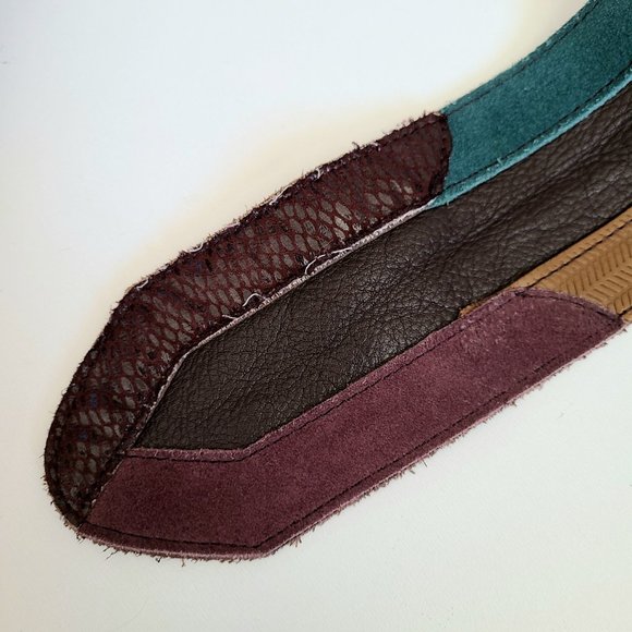 Fossil genuine leather multicolored belt with brass buckle. - Picture 3 of 9